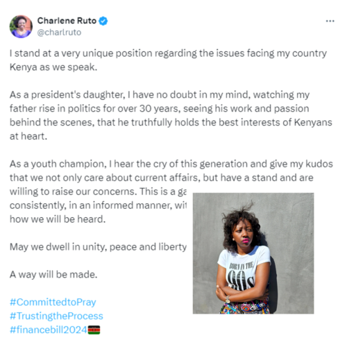 Charlene Ruto’s Call for Unity Amidst Ongoing Protests in Kenya