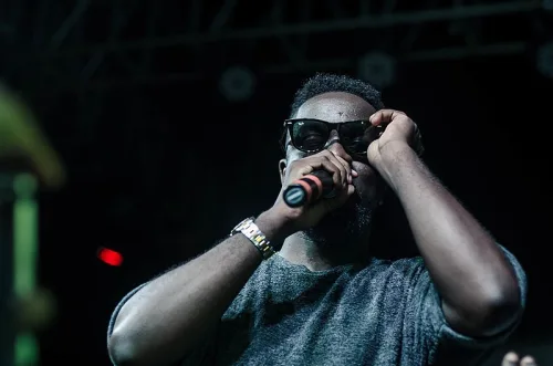 Ghanaian International Music Star, Sarkodie performs on Stage.