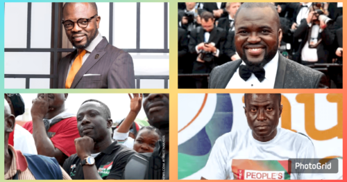 A photo grid showcasing notable Ghanaian celebrities who have endorsed the NDC political party 