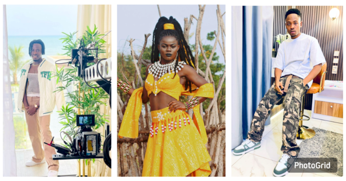 Photo grid featuring three Northern Ghanaian musicians: Fancy Gadam, Wiyaala, and Maccasio, showcasing their vibrant styles and cultural expressions in music.