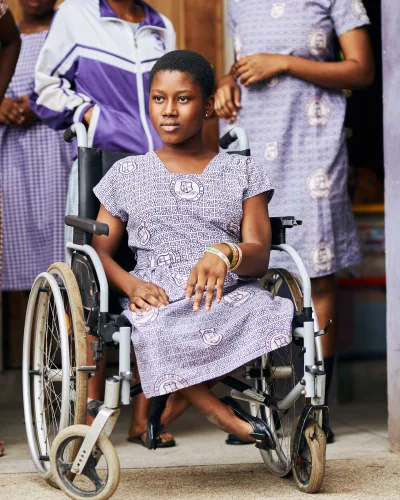 Priscilla of Serwaa Nyarko Senior High School looking very beautiful in her old Wheelchair