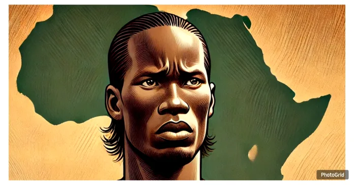 Cartoonized image of Didier Drogba passionately addressing Ivorians in a call for peace, Ivory Coast