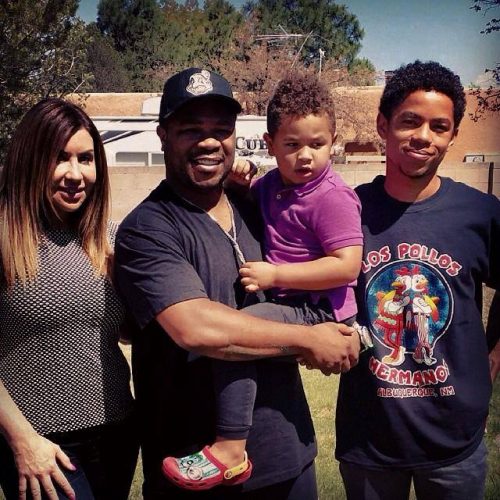 Xzibit, Krista Joiner, and their children posing together in a 2014 family photo.
